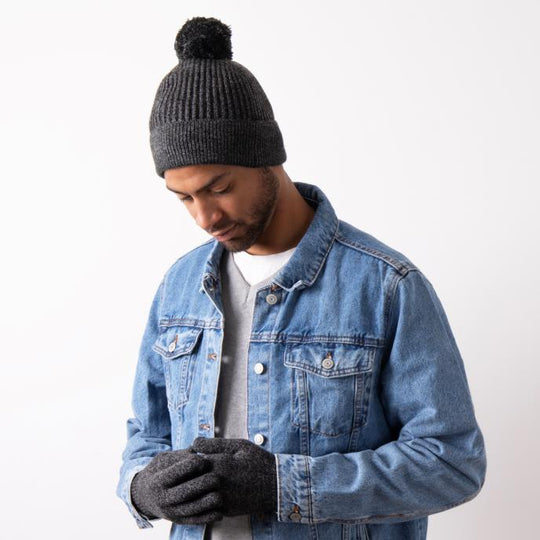 Totes Toasties Hat & Glove Set Mens Black / Grey