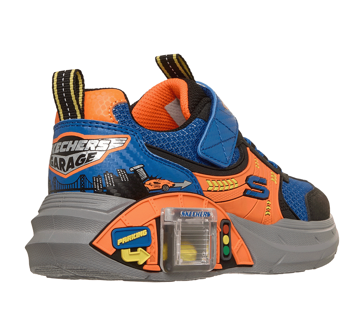 Skechers SKECHERS GARAGE Boys Casual Trainers Black/Orange
