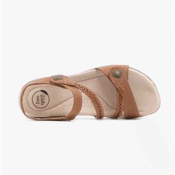 Free Spirit MALIBU Womens Ankle Strap Sandals Walnut