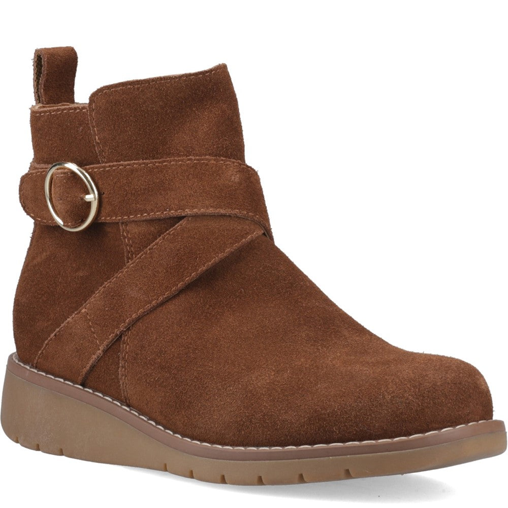 Hush Puppies Lyra Buckle Boot Womens Ankle Boots Dark Tan