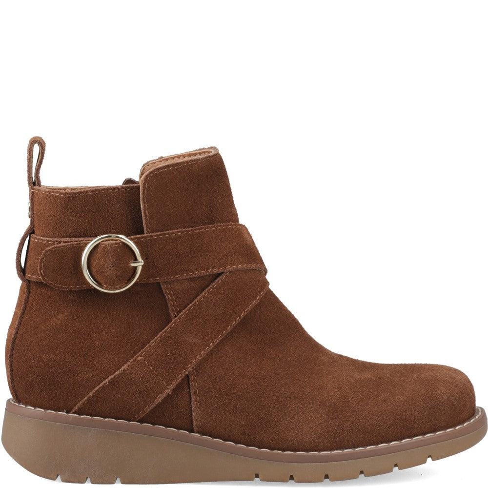 Hush Puppies Lyra Buckle Boot Womens Ankle Boots Dark Tan