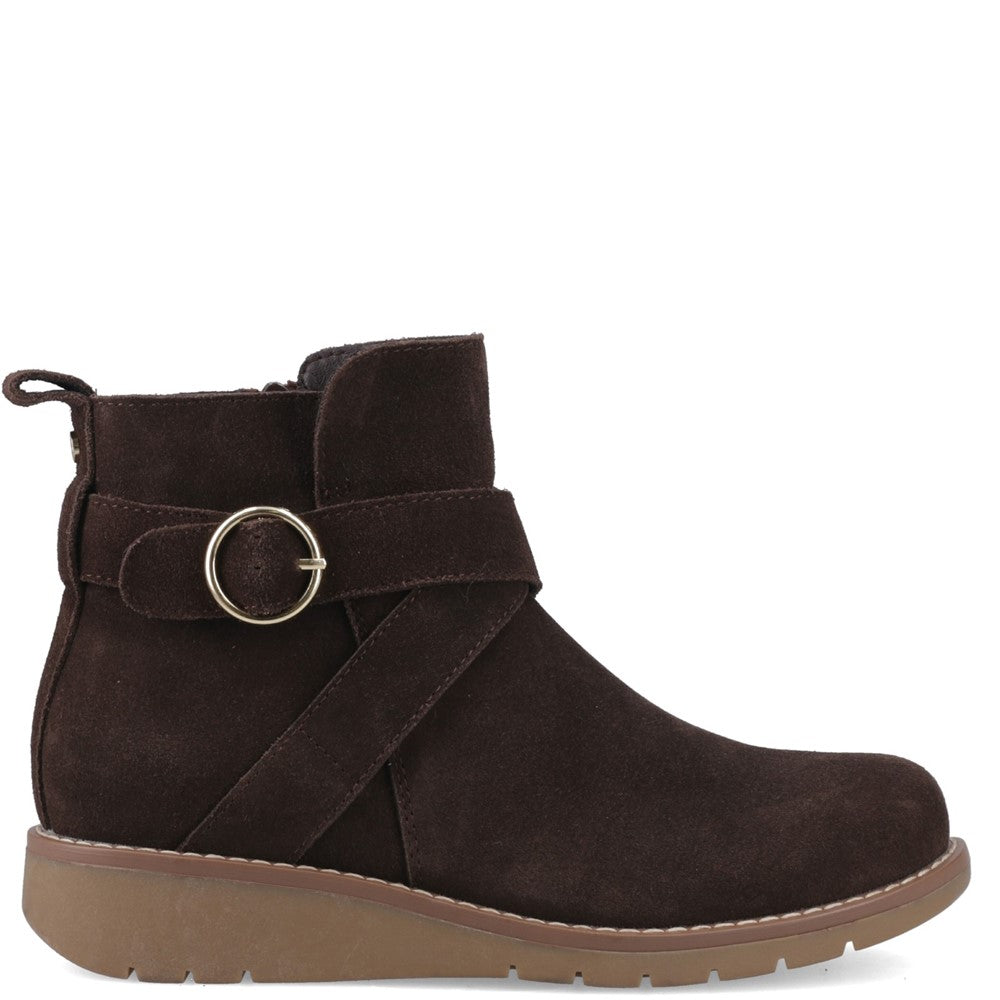 Hush Puppies Lyra Buckle Boot Womens Ankle Boots Chocolate