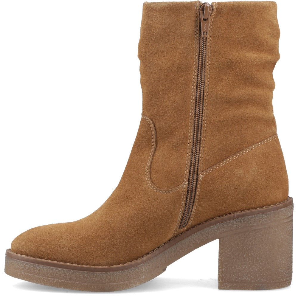 Hush Puppies Flora Ruched Boot Womens Mid Calf Boots Tan