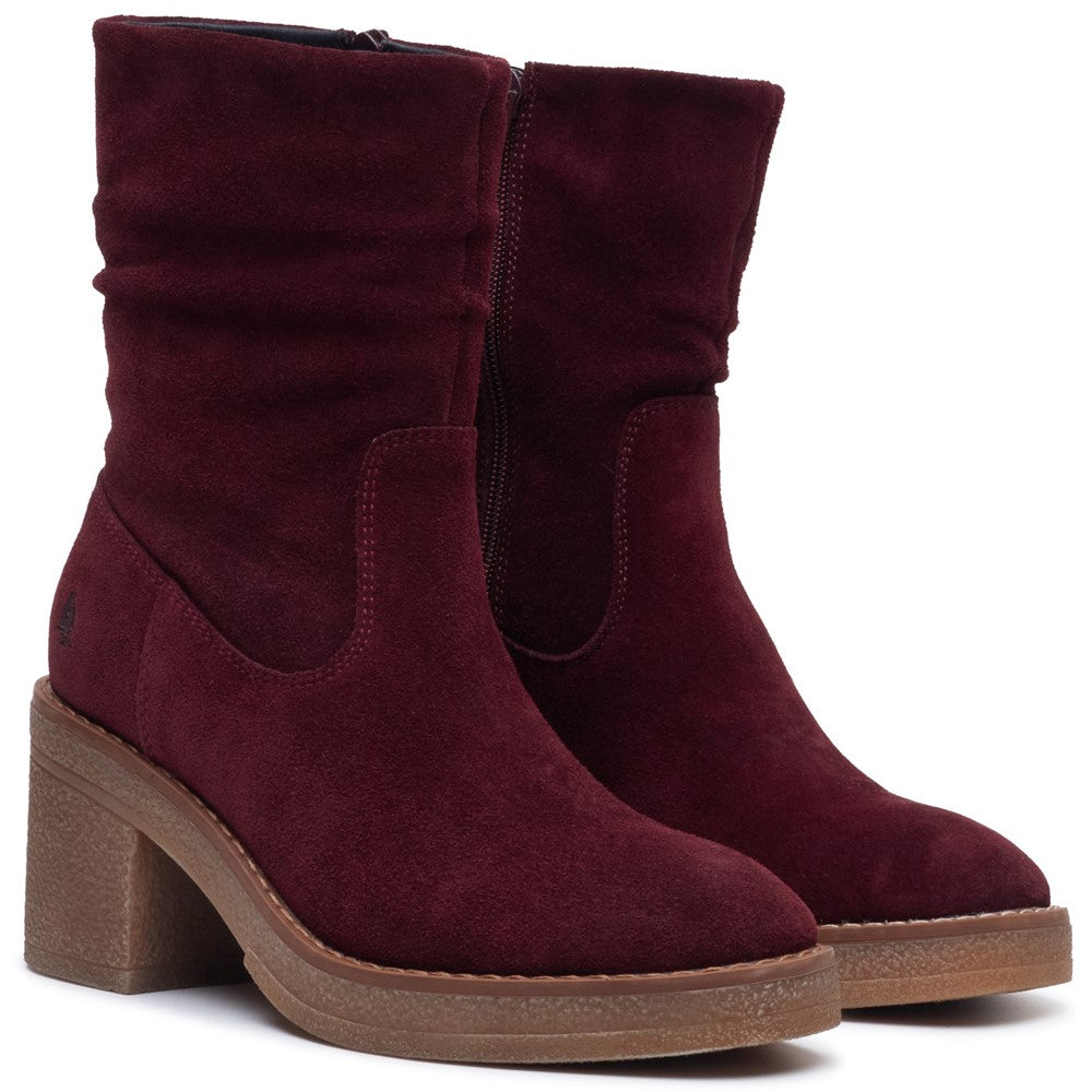 Hush Puppies Flora Ruched Boot Womens Mid Calf Boots Plum