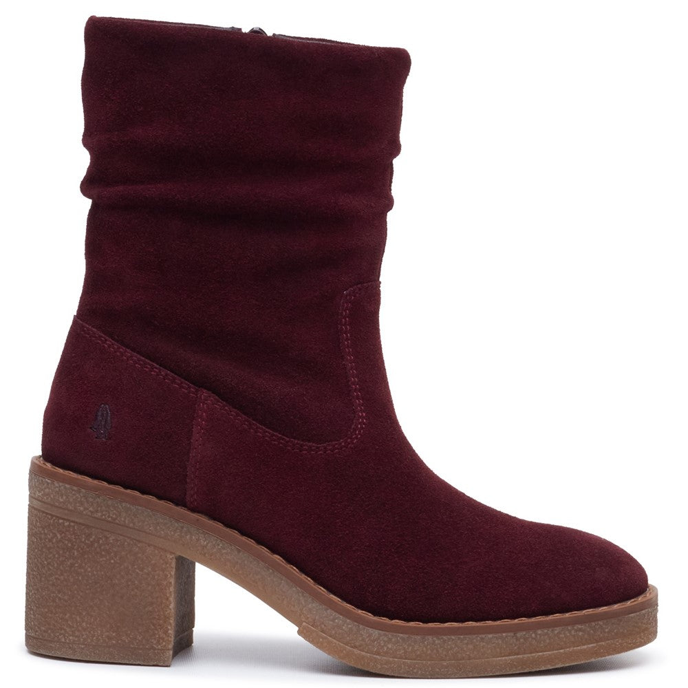 Hush Puppies Flora Ruched Boot Womens Mid Calf Boots Plum