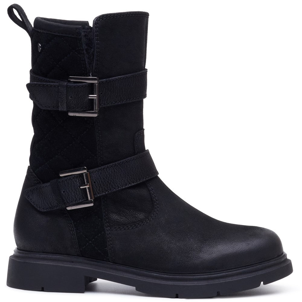 Hush Puppies Celine Buckle Boot Womens Mid Calf Boots Black