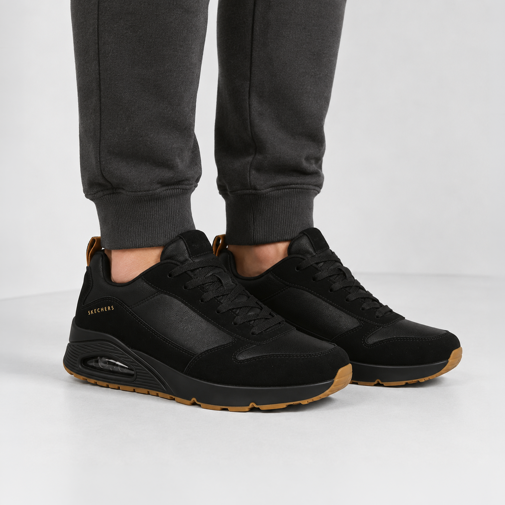 Skechers UNO - STACRE Mens Casual Trainers Black