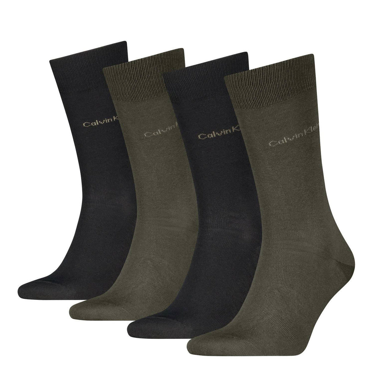 Calvin Klein 4 Pack Giftbox Classic Mens Crew Socks Olive Green