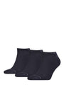 Calvin Klein 3 Pack Mens Ankle Trainer Socks Navy side view showing three pairs with reinforced heel and toe.