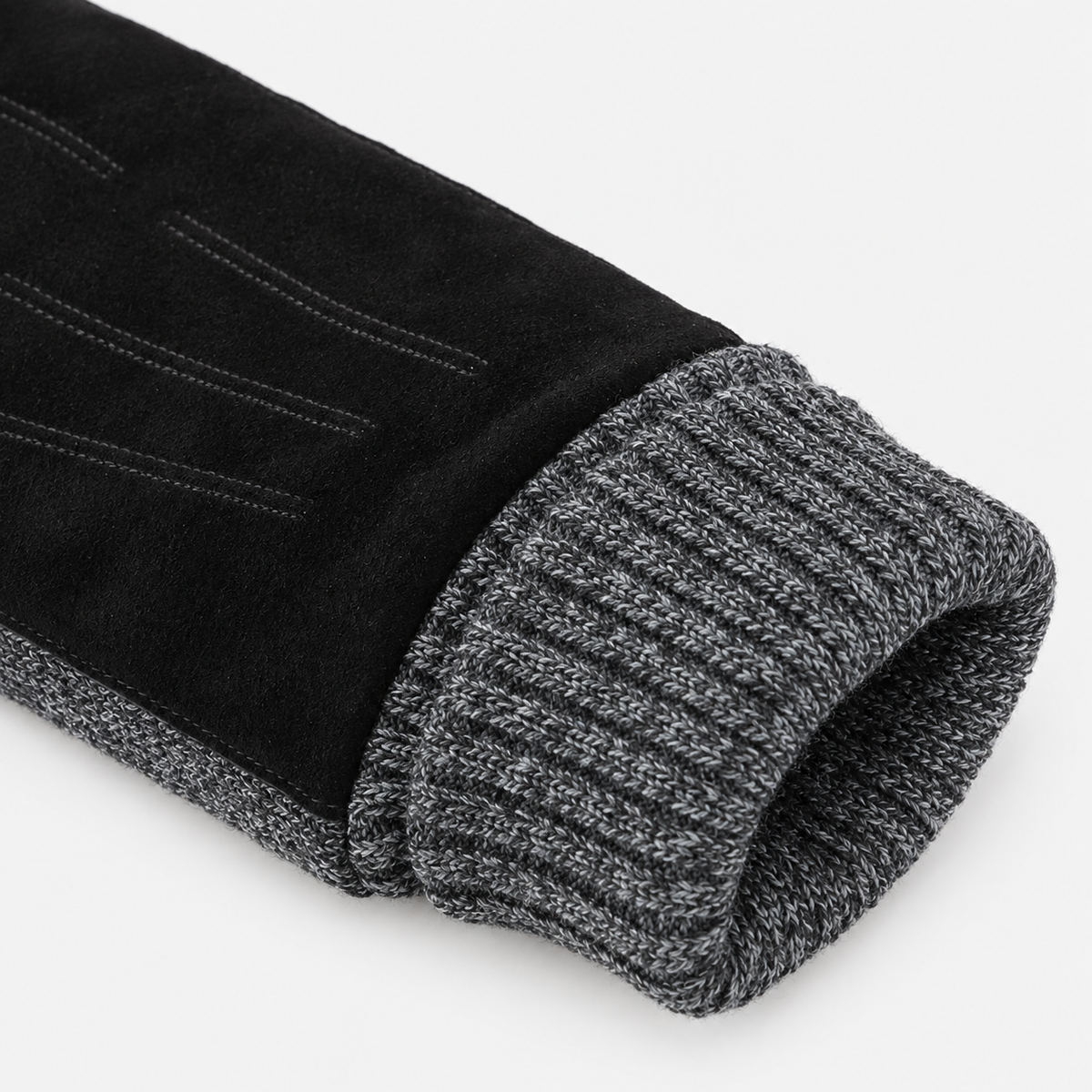Totes Isotoner SUEDE GLOVE WITH KNIT CUFF Mens Touchscreen Gloves Black