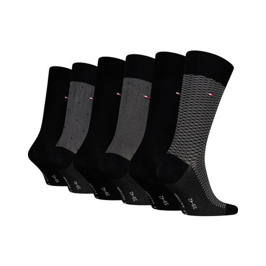 Tommy Hilfiger 6 Pack Giftbox Birdeye Mens Crew Socks Black
