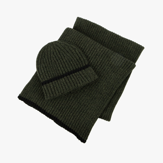 Totes Toasties Hat & Scarf Set Mens Khaki