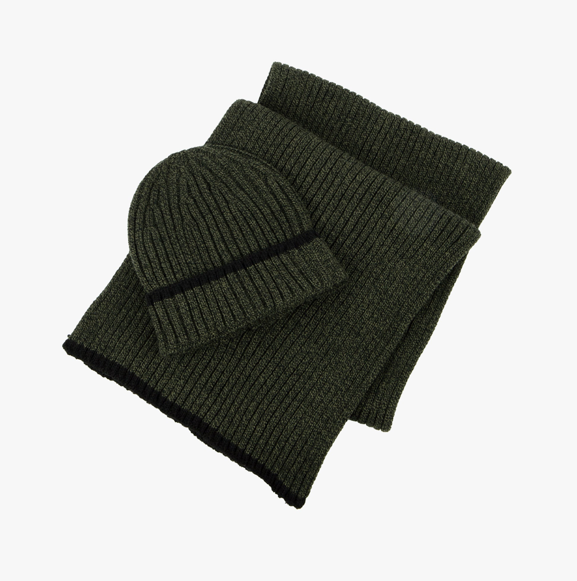 Hat & Scarf Set Mens Khaki