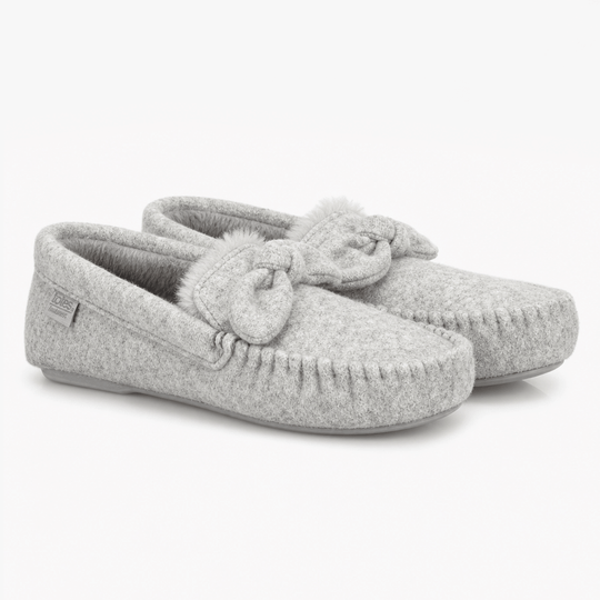 Totes Isotoner BRUSHED MARL MOCCASIN SLIPPERS Womens Moccasins Grey