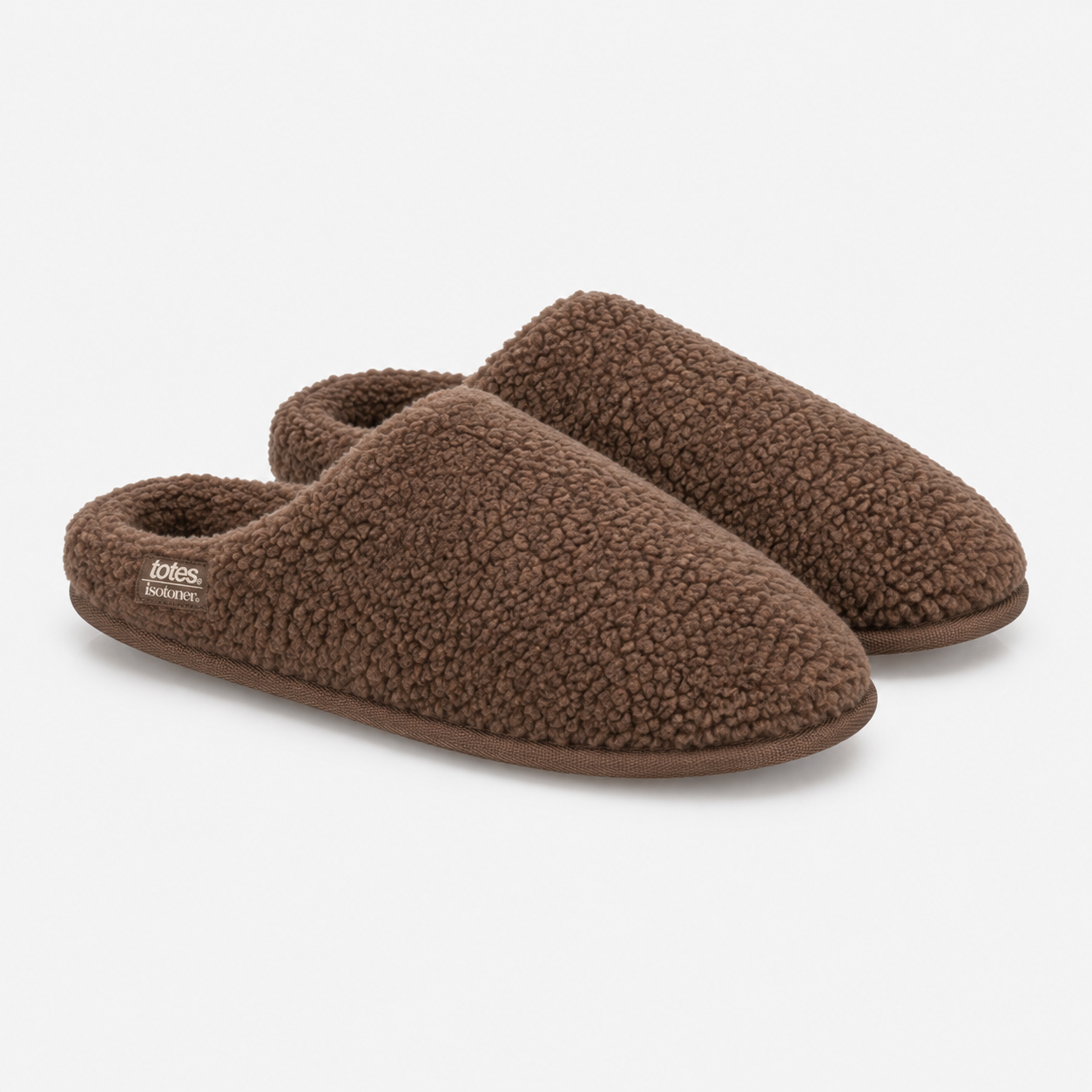 Totes Isotoner BORG SWEPT BACK MULE SLIPPER Womens Mules Brown