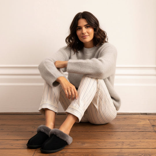 HOS Sheepskin AYLA Womens Mules Black