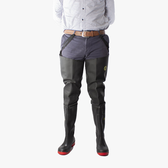 Amblers Safety Rhone Unisex Steel Toe Thigh Waders Black/Red