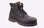 Amblers Safety AS170 Mens Safety Boots Brown side view showcasing nubuck upper and metal toe cap.