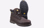 Amblers Safety AS170 Mens Safety Boots Brown front view with rubber sole visible, showcasing lace-up design and ankle height.
