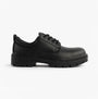 Apache AP306 Unisex Shoes Black side view showcasing safety shoes with leather upper, lace-up design and rubber sole.