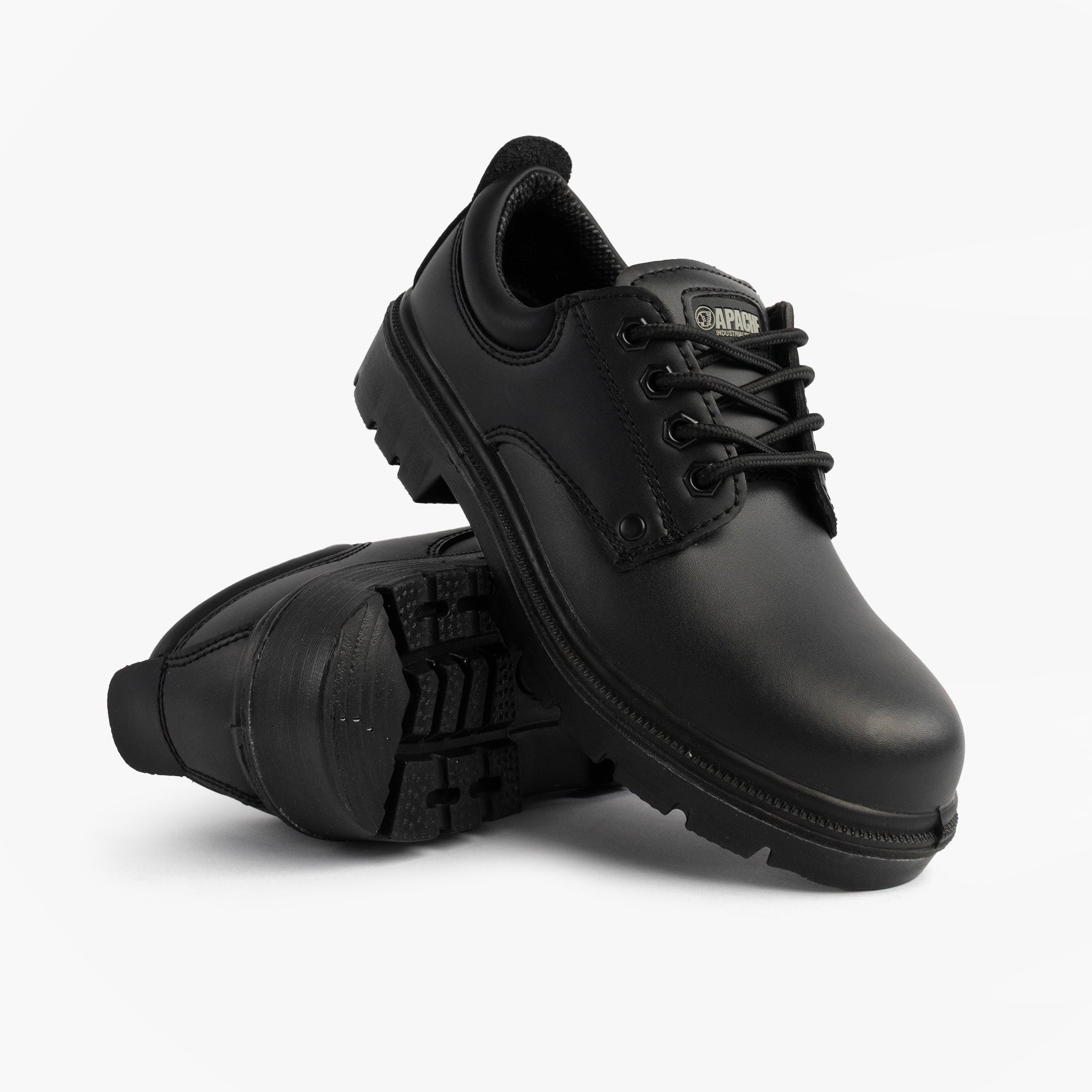 Apache AP306 Unisex Shoes Black side view, showcasing lace-up design and rubber sole.