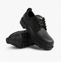 Apache AP306 Unisex Shoes Black side view, showcasing lace-up design and rubber sole.