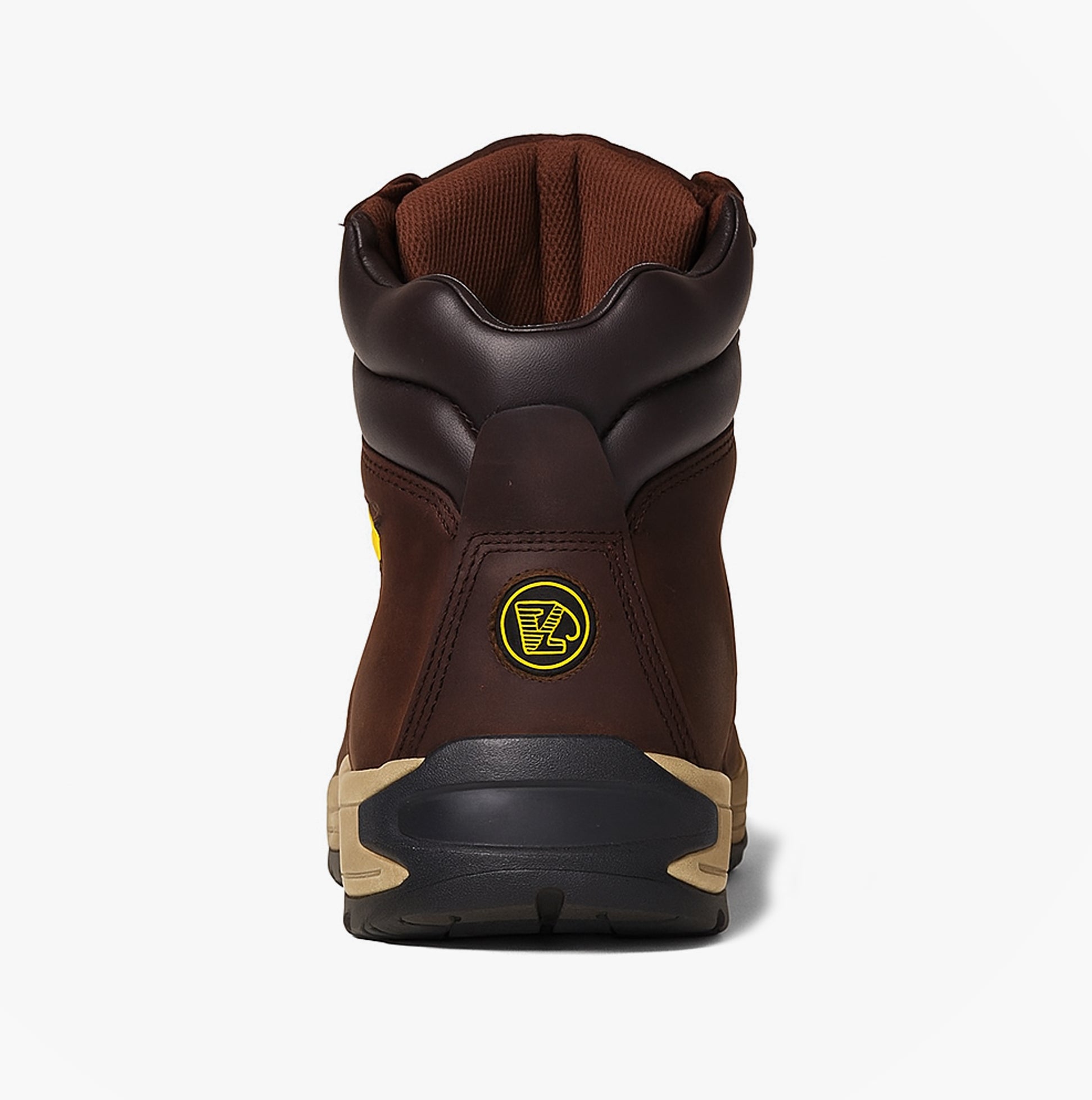 Apache AP315CM Mens Boots Brown back view showcasing nubuck upper and rubber sole.
