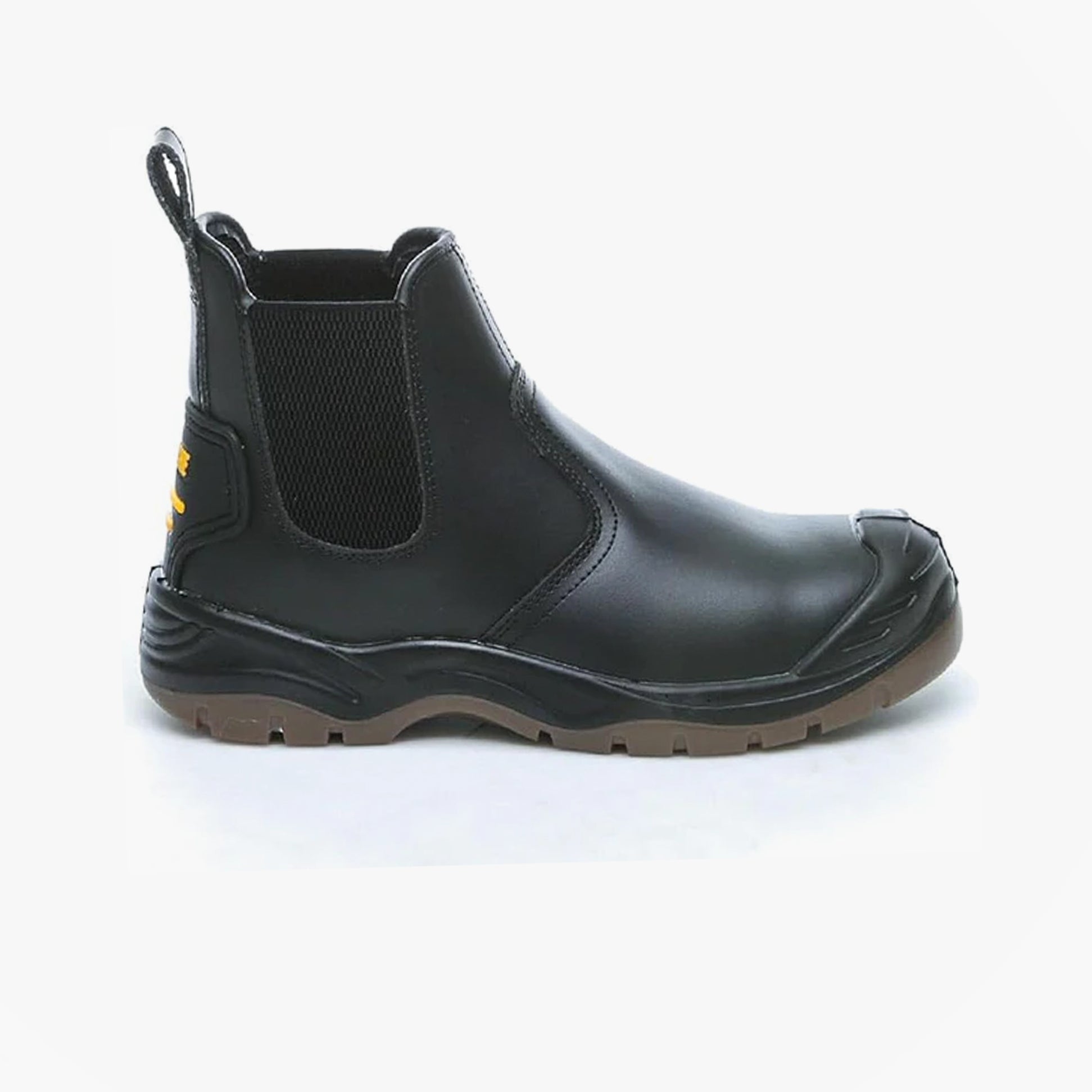 Apache AP714SM Mens Dealer Boots Black side view showcasing leather upper and rubber sole.