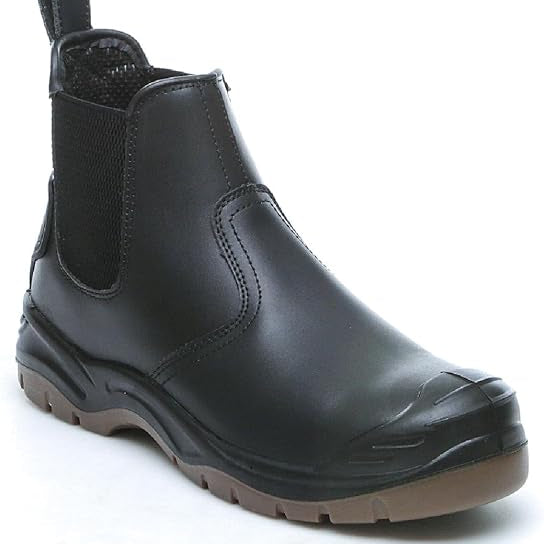 Apache AP714SM Mens Dealer Boots Black side view showing leather upper, ankle height, and pull-on design