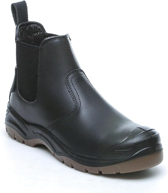 Apache AP714SM Mens Dealer Boots Black side view showing leather upper, ankle height, and pull-on design