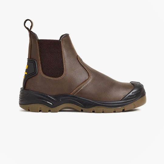 Apache AP715SM Unisex Dealer Boots Brown side view showcasing leather upper and rubber sole features.