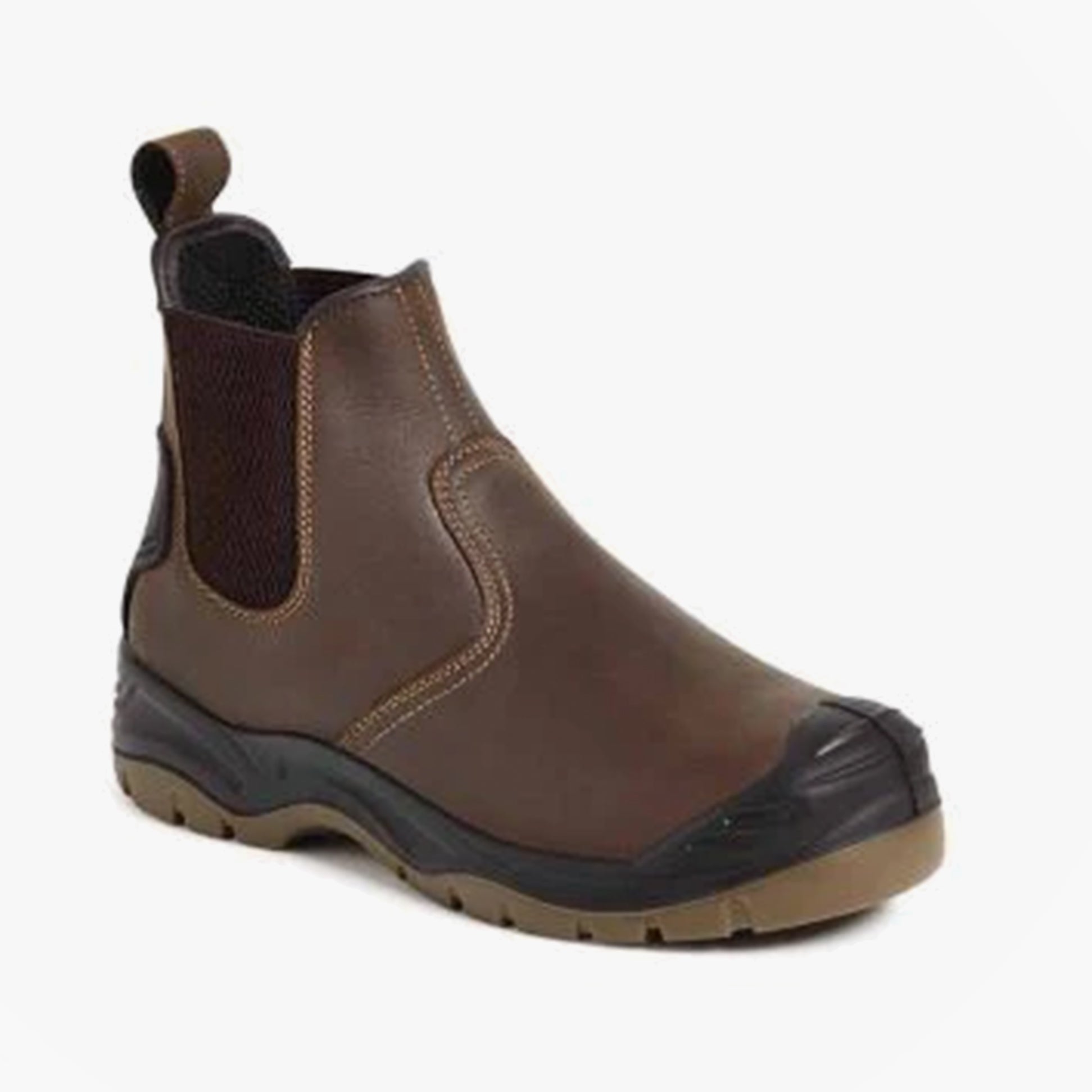 Apache AP715SM Unisex Dealer Boots Brown side view showing leather upper and rubber sole.