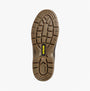 Apache AP715SM Unisex Dealer Boots Brown bottom view showing rubber sole with anti-static features and grip pattern.
