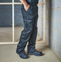 Apache APIND Mens Workwear Trousers Black side view showcasing pockets and fit.