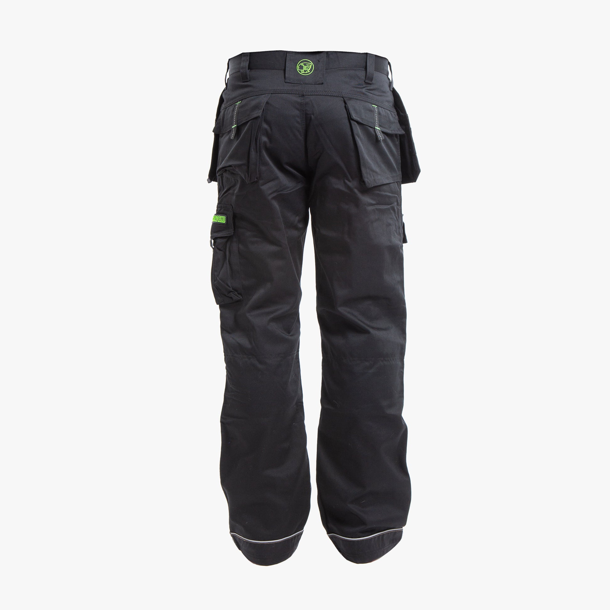 Apache APKHT Mens Trousers Black back view showcasing cargo pockets and Cordura-reinforced knees.