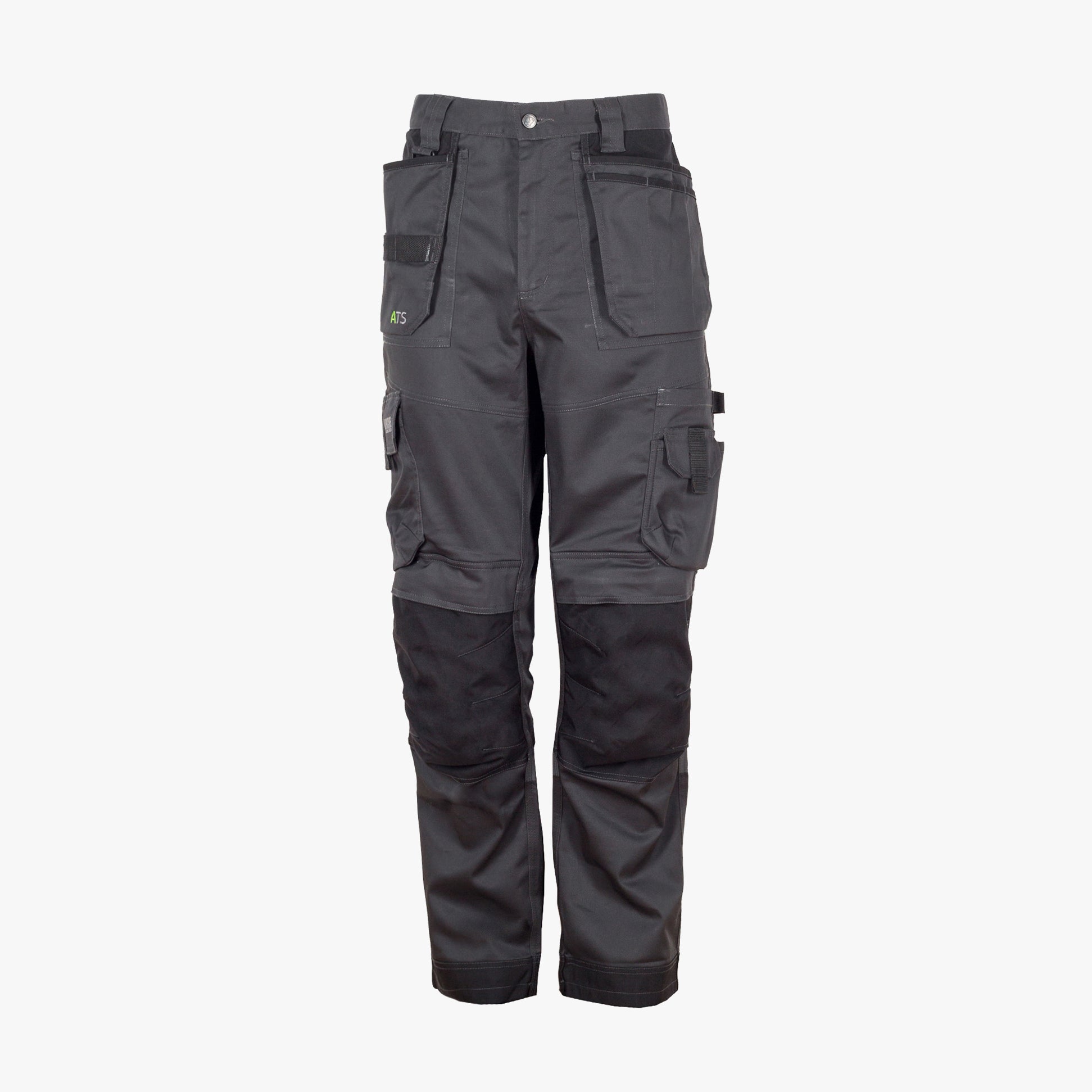 Apache ATS Mens Trousers Grey front view showcasing pockets and Cordura-reinforced knees.