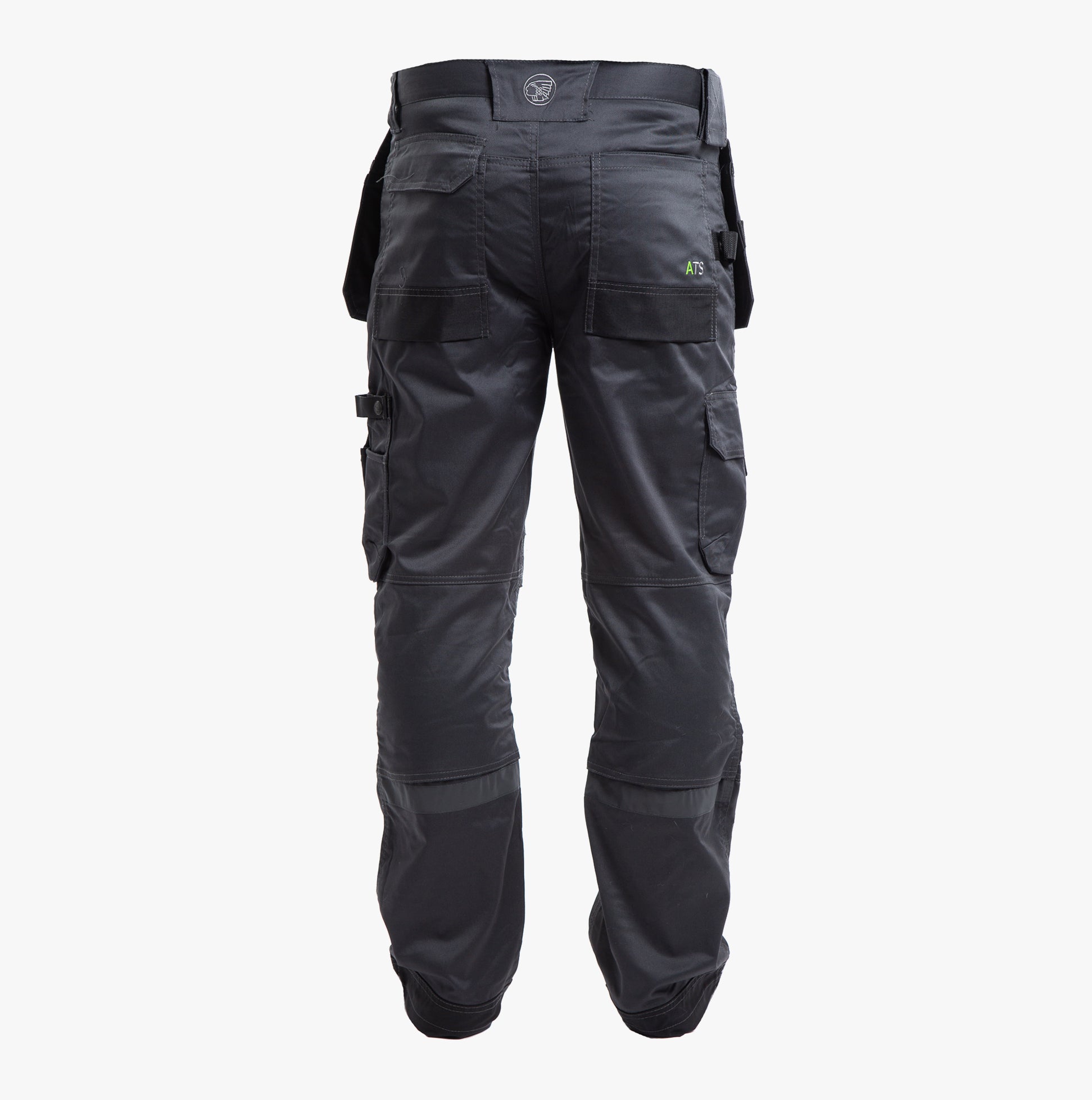 Apache ATS Mens Trousers Grey back view showcasing cargo pockets and durable material.