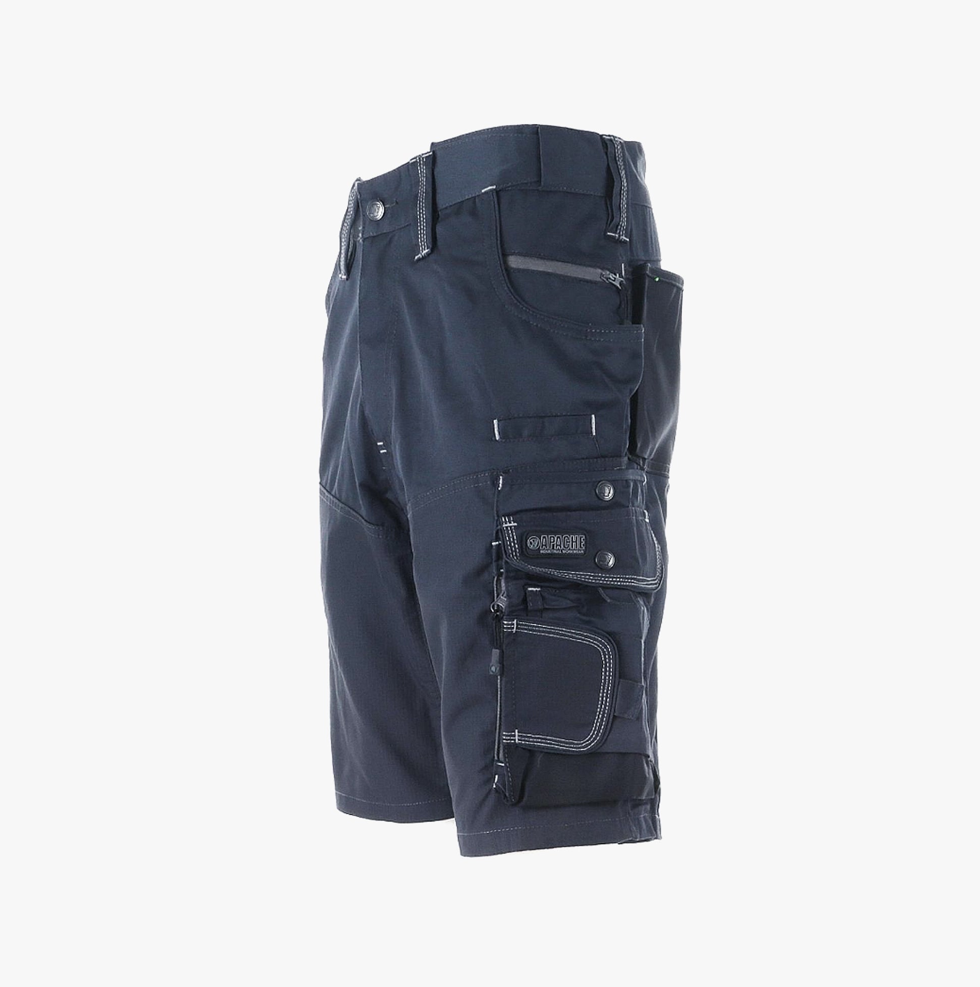 Apache ATS CARGO Mens Shorts Grey side view showcasing lightweight fabric and multiple pockets.