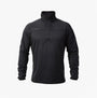 Apache ATS TECH Mens Quarter-Zip Fleece Black - front view showcasing bonded zip pocket and thumb loops.