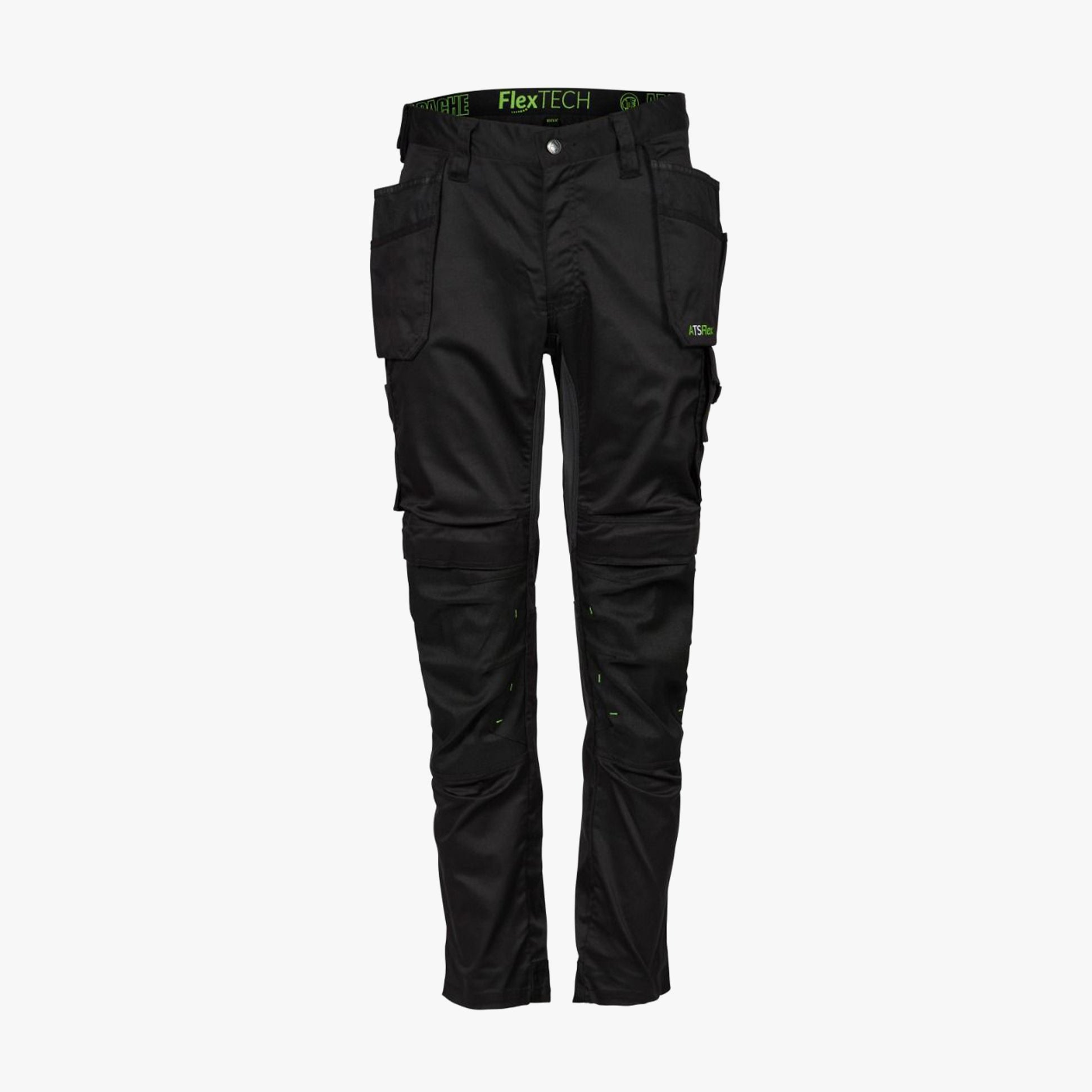 Apache BANCROFT Mens Trousers Black front view with multiple pockets and FlexTECH waistband
