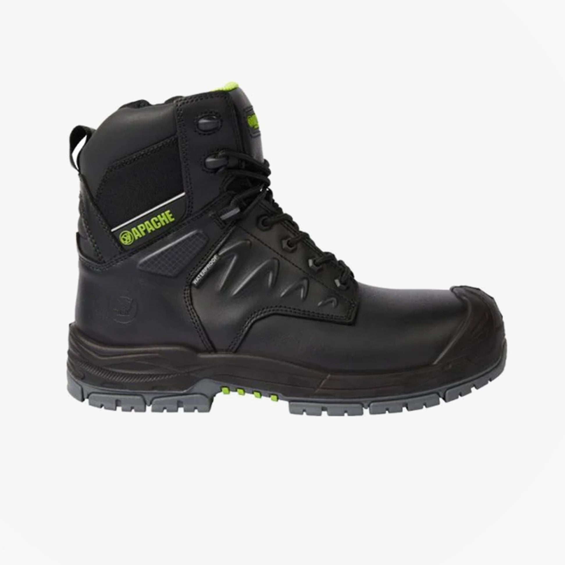 Apache CHILLIWACK Unisex Boots Black side view showcasing the leather upper and lace-up closure.