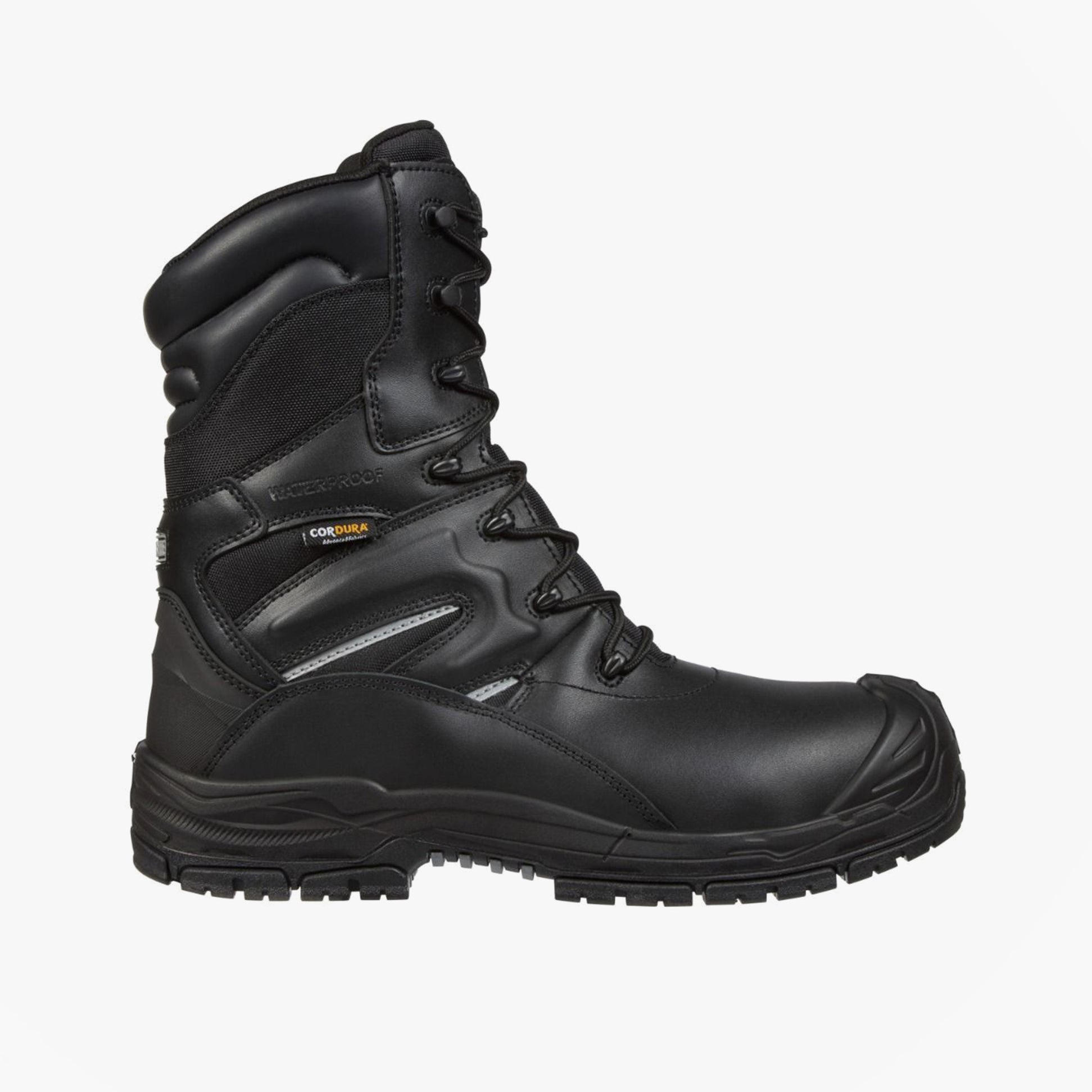 Apache COMBAT Unisex Boots Black side view showcasing leather upper and lace-up closure.