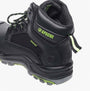Apache DAKOTA Unisex Boots Black side view showing waterproof features and lace-up closure with contrasting green details.