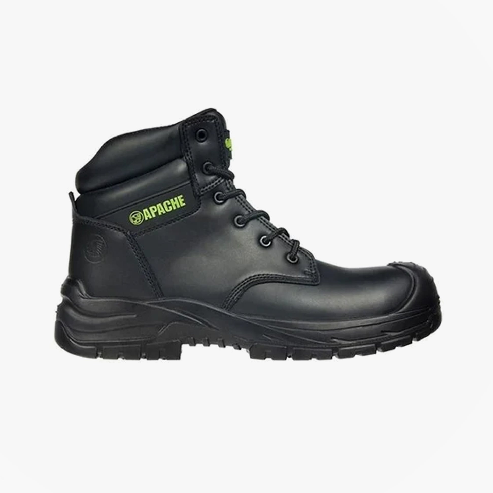 Apache EDMONTON Unisex Boots Black side view featuring lace-up closure and rubber sole.