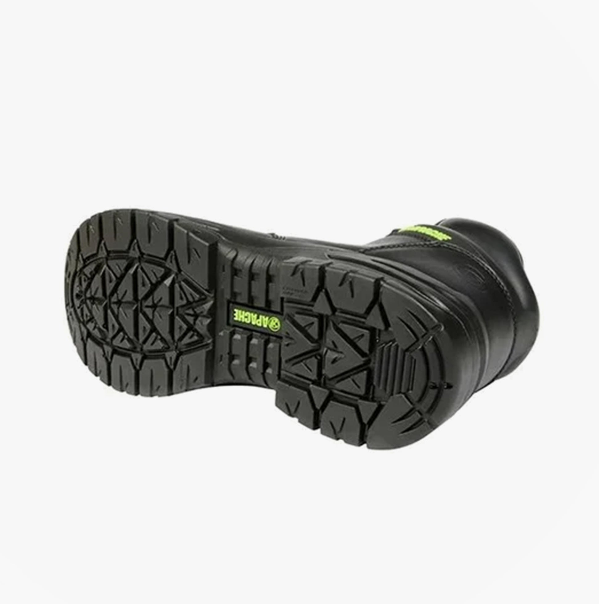 Apache EDMONTON Unisex Boots Black bottom view showcasing the rubber sole and traction detail.