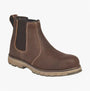Side view of Apache FLYWEIGHT Mens Dealer Boots Brown with nubuck upper and rubber sole.