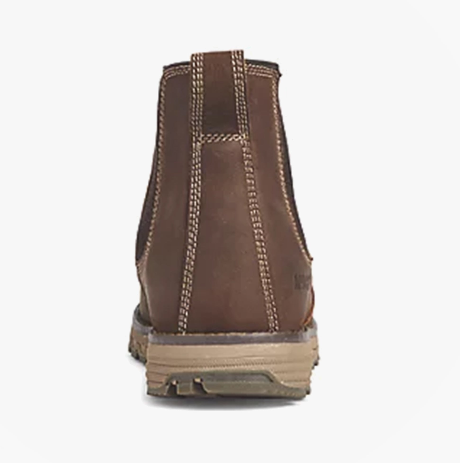 Back view of Apache FLYWEIGHT Mens Dealer Boots Brown showing nubuck upper and rubber sole.