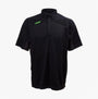 Apache LANGLEY Mens Polo Shirt Black Grey front view showcasing the sleek design and green logo.