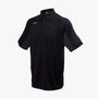 Apache LANGLEY Mens Polo Shirt Black Grey front view showing short sleeves and collar with logo.