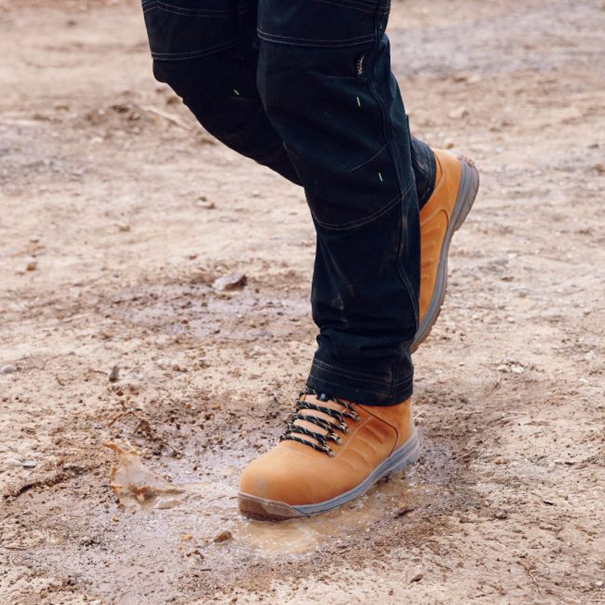 Apache MOOSE Unisex Boots Wheat side view featuring water resistant design and lace-up closure.